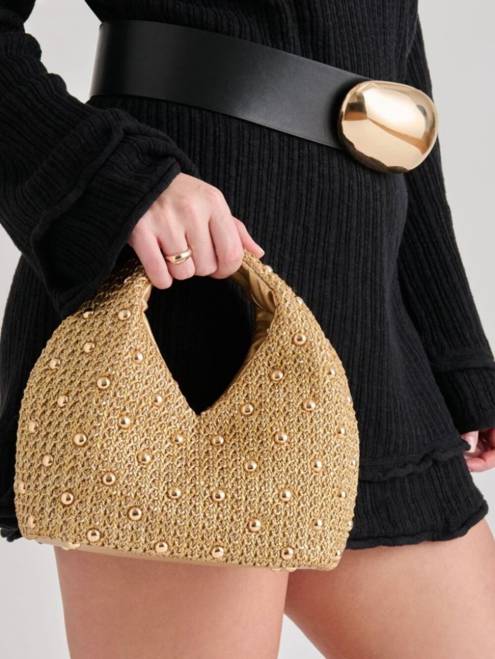 Dolce Vita Dahlia Handbag - Gold Raffia